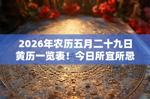 2026年农历五月二十九日黄历一览表！今日所宜所忌查询