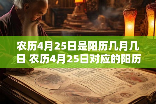 农历4月25日是阳历几月几日 农历4月25日对应的阳历日期是