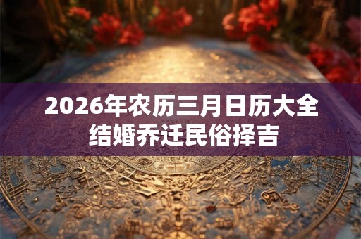 2026年农历三月日历大全 结婚乔迁民俗择吉