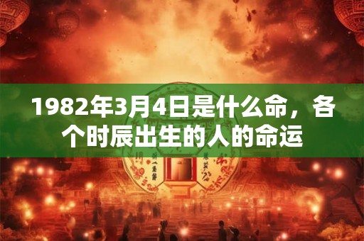 1982年3月4日是什么命，各个时辰出生的人的命运