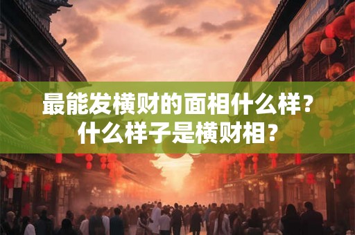 最能发横财的面相什么样?什么样子是横财相? 最能发横财的面相什么样?什么样子是横财相?