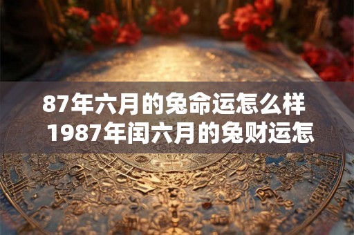 87年六月的兔命运怎么样  1987年闰六月的兔财运怎样