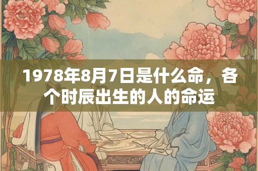 1978年8月7日是什么命，各个时辰出生的人的命运
