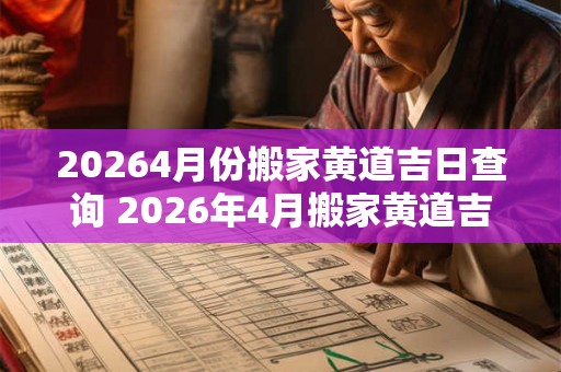 20264月份搬家黄道吉日查询 2026年4月搬家黄道吉日是哪天