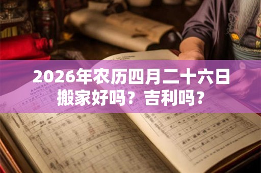 2026年农历四月二十六日搬家好吗？吉利吗？