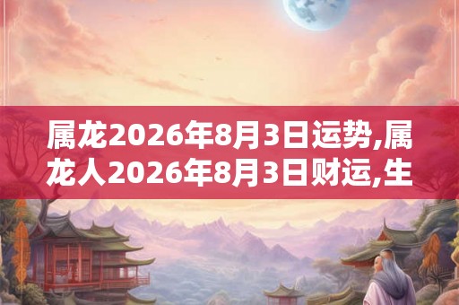 属龙2026年8月3日运势,属龙人2026年8月3日财运,生肖龙2026年8月3日运势
