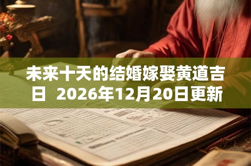 未来十天的结婚嫁娶黄道吉日  2026年12月20日更新