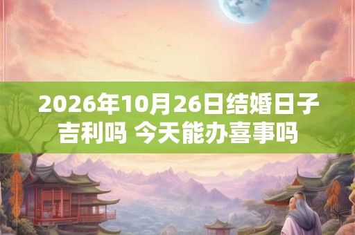 2026年10月26日结婚日子吉利吗 今天能办喜事吗
