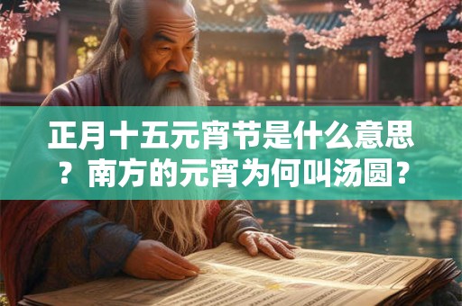 正月十五元宵节是什么意思？南方的元宵为何叫汤圆？