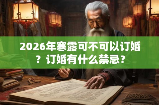 2026年寒露可不可以订婚？订婚有什么禁忌？