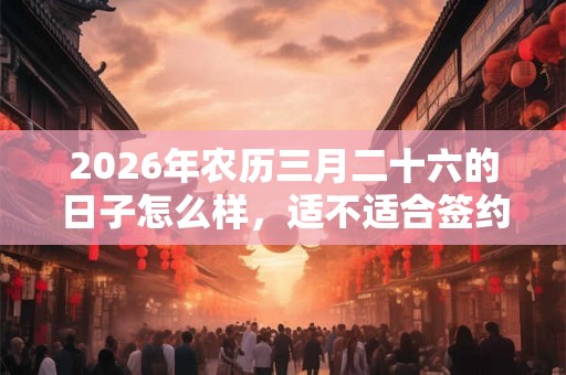 2026年农历三月二十六的日子怎么样，适不适合签约？