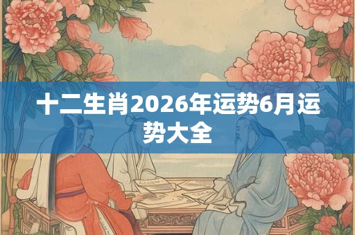 十二生肖2026年运势6月运势大全