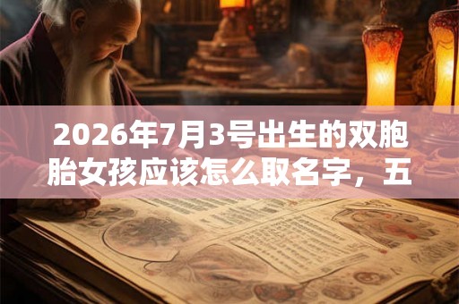 2026年7月3号出生的双胞胎女孩应该怎么取名字，五行属什么？
