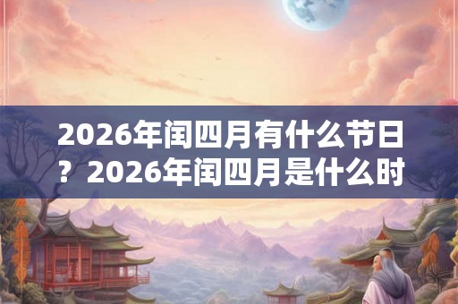 2026年闰四月有什么节日？2026年闰四月是什么时候？