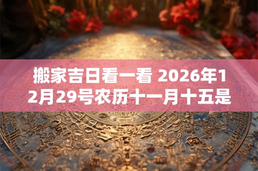 搬家吉日看一看 2026年12月29号农历十一月十五是否吉利 搬家吉日看一看 2026年12月29号农历十一月十五是否吉利