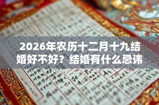 2026年农历十二月十九结婚好不好？结婚有什么忌讳？