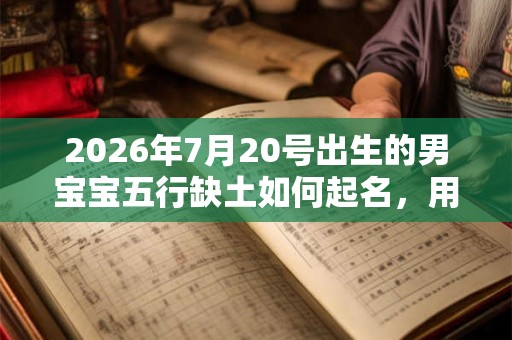 2026年7月20号出生的男宝宝五行缺土如何起名，用什么字好
