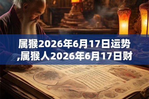 属猴2026年6月17日运势,属猴人2026年6月17日财运,生肖猴2026年6月17日运势 属猴2026年6月17日运势,属猴人2026年6月17日财运,生肖猴2026年6月17日运势