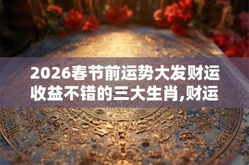 2026春节前运势大发财运收益不错的三大生肖,财运广进狂捞偏财 2026春节前运势大发财运收益不错的三大生肖,财运广进狂捞偏财