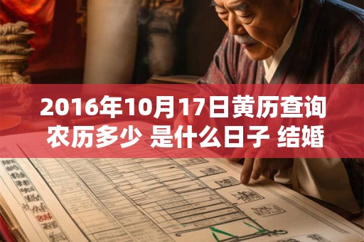 2016年10月17日黄历查询 农历多少 是什么日子 结婚吉时