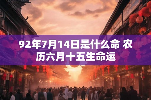 92年7月14日是什么命 农历六月十五生命运 92年7月14日是什么命 农历六月十五生命运