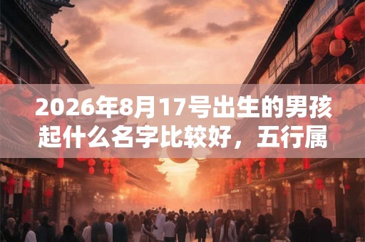 2026年8月17号出生的男孩起什么名字比较好，五行属什么