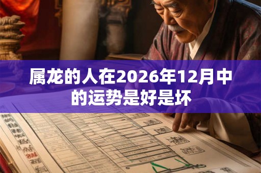 属龙的人在2026年12月中的运势是好是坏