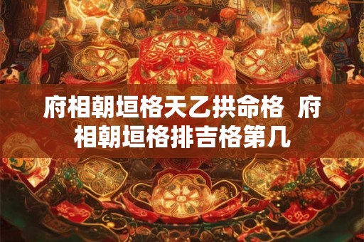 府相朝垣格天乙拱命格  府相朝垣格排吉格第几