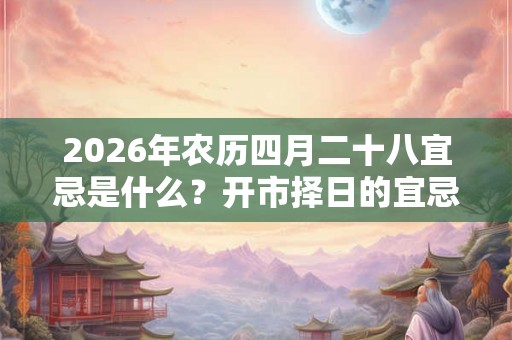 2026年农历四月二十八宜忌是什么？开市择日的宜忌是什么？