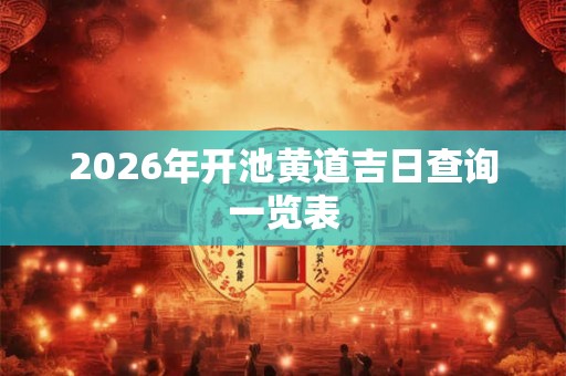 2026年开池黄道吉日查询一览表