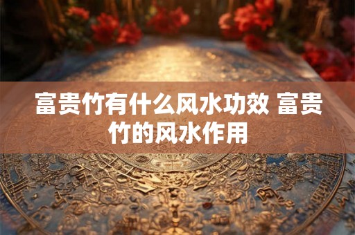 富贵竹有什么风水功效 富贵竹的风水作用