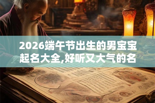 2026端午节出生的男宝宝起名大全,好听又大气的名字