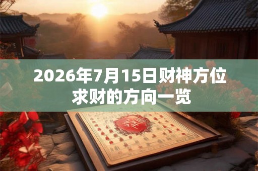 2026年7月15日财神方位 求财的方向一览
