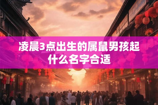 凌晨3点出生的属鼠男孩起什么名字合适