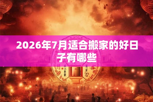 2026年7月适合搬家的好日子有哪些