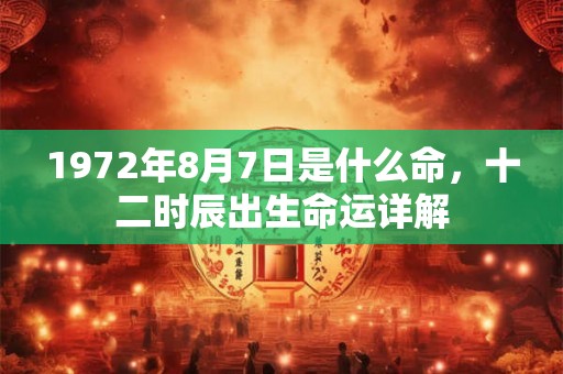 1972年8月7日是什么命，十二时辰出生命运详解