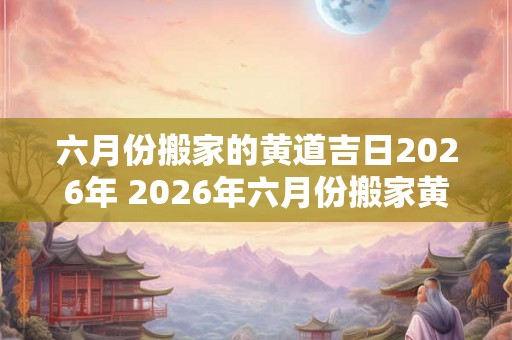 六月份搬家的黄道吉日2026年 2026年六月份搬家黄道吉日是哪天