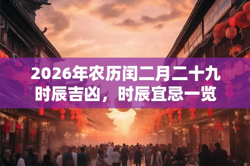 2026年农历闰二月二十九时辰吉凶，时辰宜忌一览