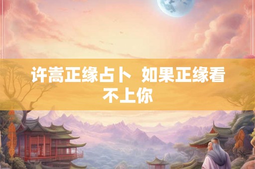 许嵩正缘占卜  如果正缘看不上你