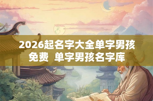 2026起名字大全单字男孩免费  单字男孩名字库