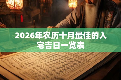 2026年农历十月最佳的入宅吉日一览表