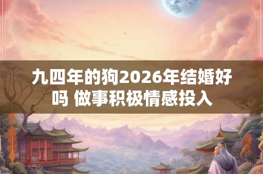 九四年的狗2026年结婚好吗 做事积极情感投入 九四年的狗2026年结婚好吗 做事积极情感投入