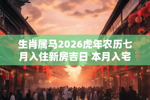 生肖属马2026虎年农历七月入住新房吉日 本月入宅最好的日子