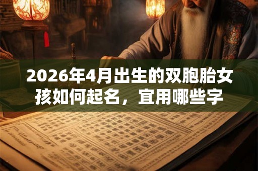 2026年4月出生的双胞胎女孩如何起名，宜用哪些字