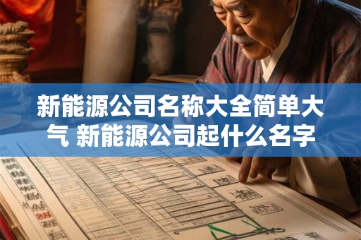 新能源公司名称大全简单大气 新能源公司起什么名字好