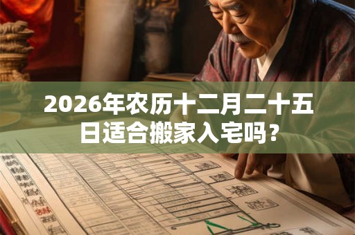 2026年农历十二月二十五日适合搬家入宅吗？