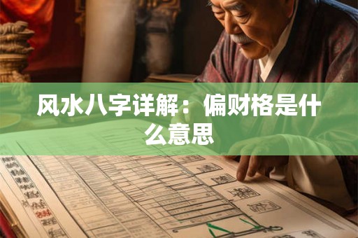 风水八字详解：偏财格是什么意思