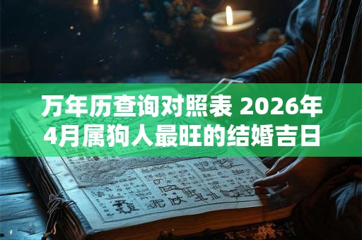 万年历查询对照表 2026年4月属狗人最旺的结婚吉日