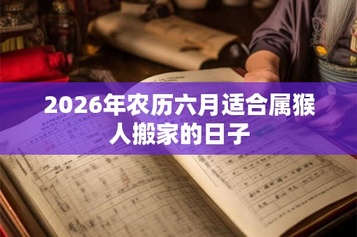 2026年农历六月适合属猴人搬家的日子 2026年农历六月适合属猴人搬家的日子