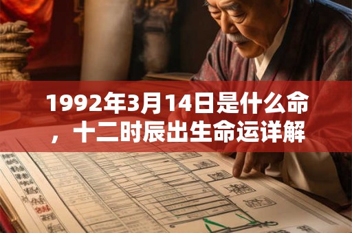 1992年3月14日是什么命，十二时辰出生命运详解